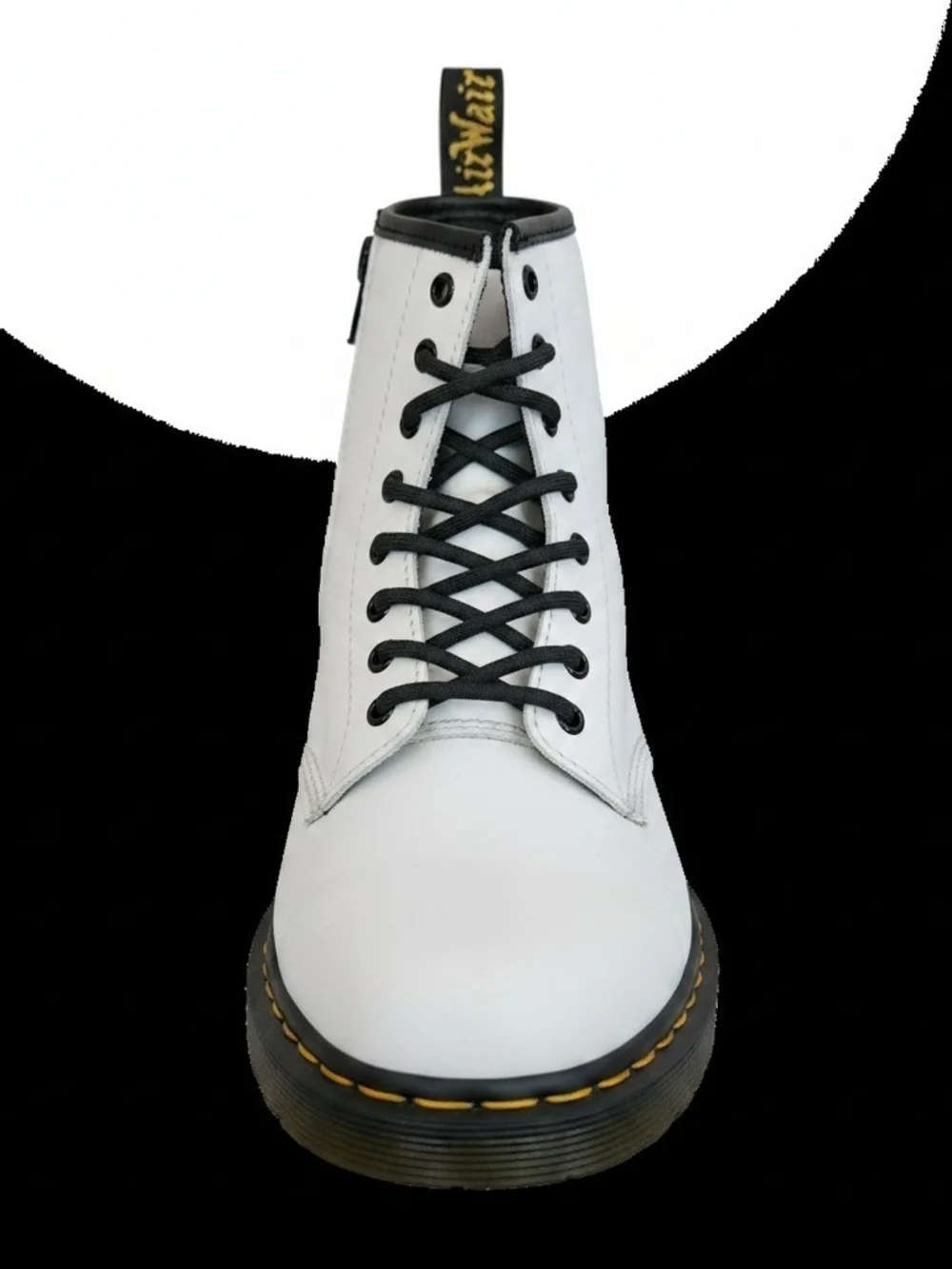 Dr. Martens White Leather Lace-Up Boot with Black Trim